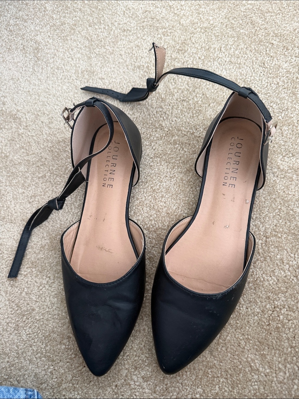 Journee Collection Black Pointed Toe Ankle Strap Heels